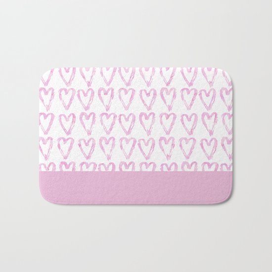 Heart Pattern Pink Bath Mat