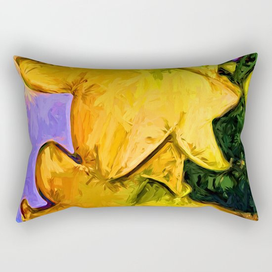 Gold Lilies in a Terracotta Pot Rectangular Pillow