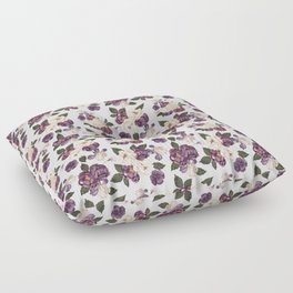 Watercolor Plum Purple Hydrangea Peony Floral Pattern Floor Pillow