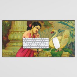 Hamsa and Damayanti by Raja Ravi Varma Desk Mat