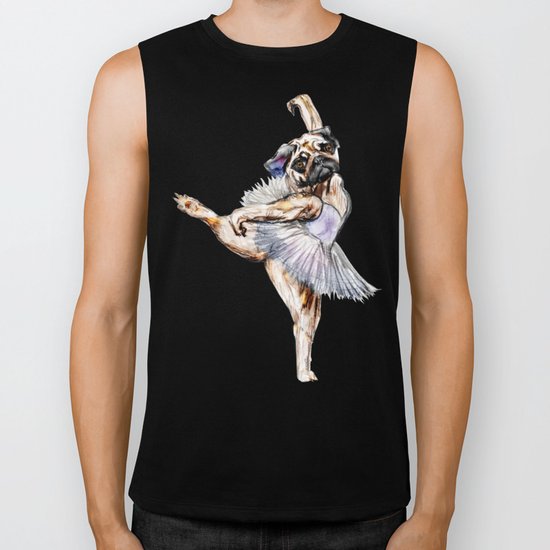 Pug Ballerina in Dog Ballet | Swan Lake Biker Tank