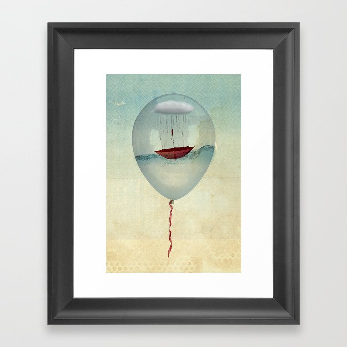 embracing the rain in a bubble Framed Art Print