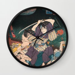 Utagawa Kuniyoshi - Of Brigands and Bravery: Kuniyoshi's Heroes of the Suikoden Warrior #7 Wall Clock