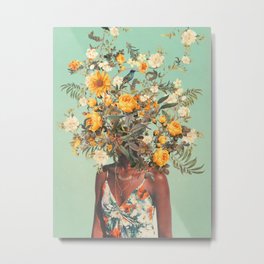 You Loved me a Thousand Summers ago Metal Print | Graphicdesign, Popart, Blue, Girl, Digital, Color, Floral, Frankmoth, Green, Collage 