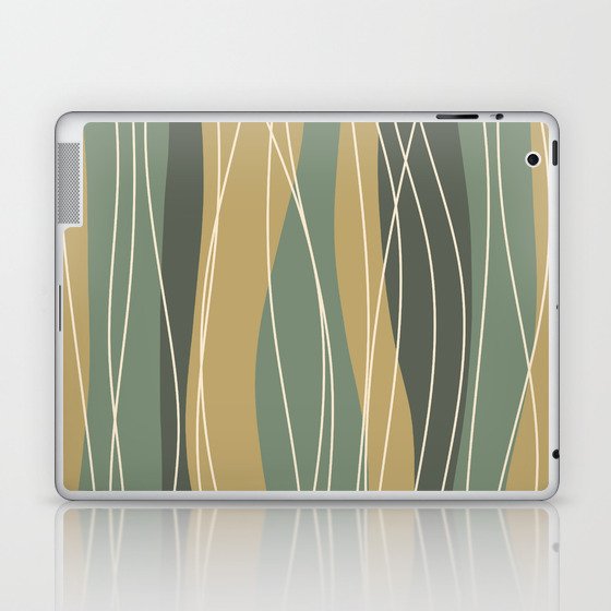 Abstract Stripes and Lines in Green and Golden Yellow Laptop & iPad Skin