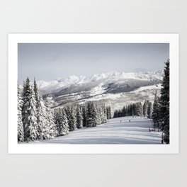 Skiers and Snowboarders at Vail Ski Resort: Vail Colorado Art Print