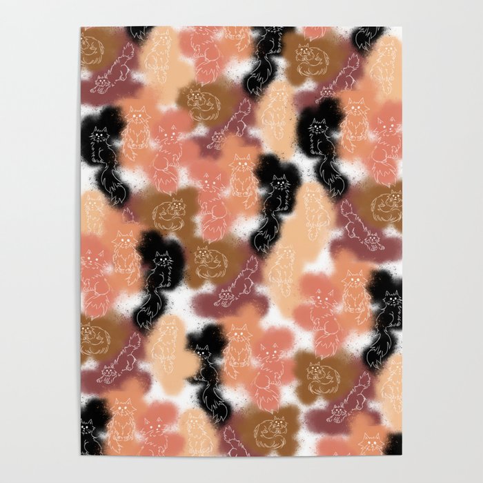 Spray Paint Cats Pattern Poster