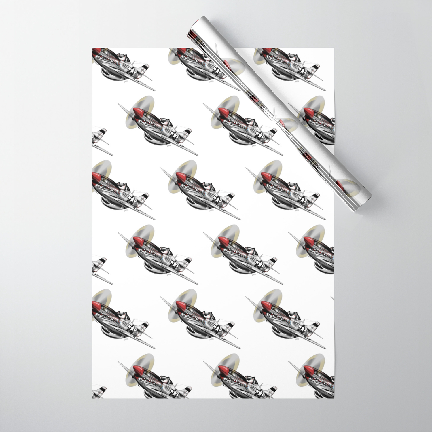 Ww Ii Warbird P 51 Mustang Airplane Cartoon Wrapping Paper By Hobrath Society6