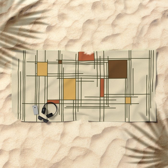1940s Abstract Art Lines Beach Towel By Zennykenny Society6