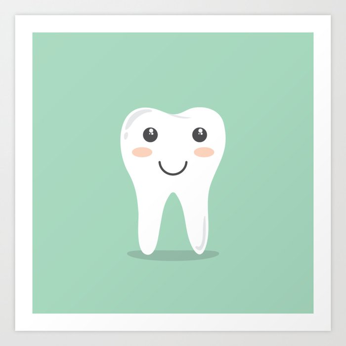 Big White Happy Tooth Art Print