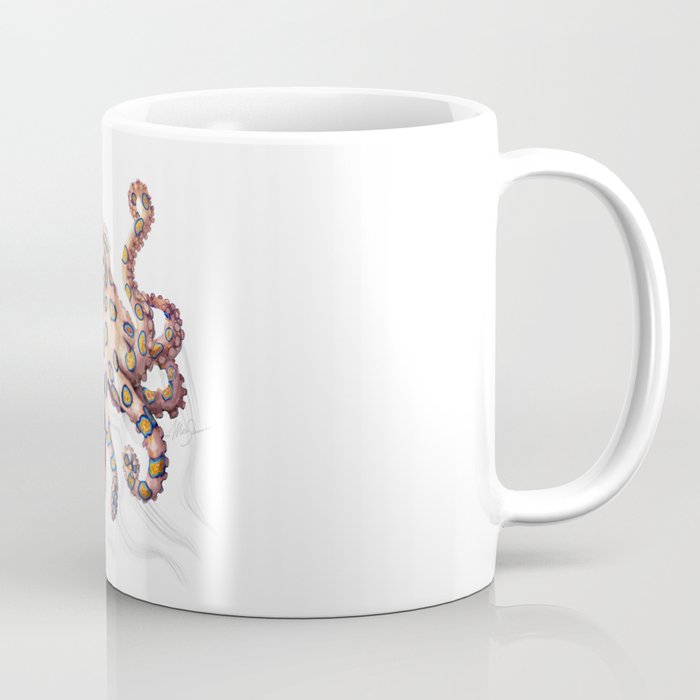 Greater blue-ringed octopus scientific illustration art print Coffee Mug
