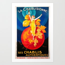Vintage Poster - La Chablisienne, Ses Chablis Authentiques - Vintage French Advertising Poster Art Print