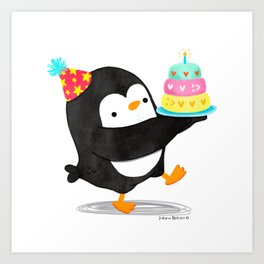 Birthday Penguin Art Print