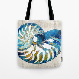 Beachy Art - Nautilus Shell Bleu - Sharon Cummings Tote Bag