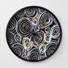 Abstract Artwork Pattern of Color Circles on a Black Background Style #03 Wall Clock