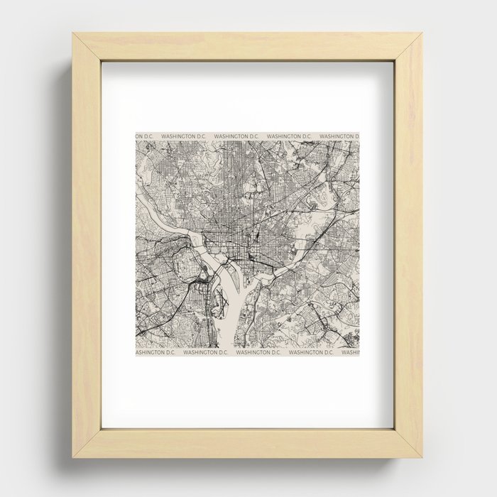 Washington D.C. - Black and White Recessed Framed Print