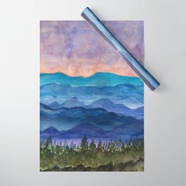Blue Ridge Mountains Sunrise Original Watercolor Painting Wrapping Paper