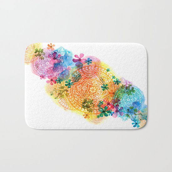 rainbow mandala cloud Bath Mat