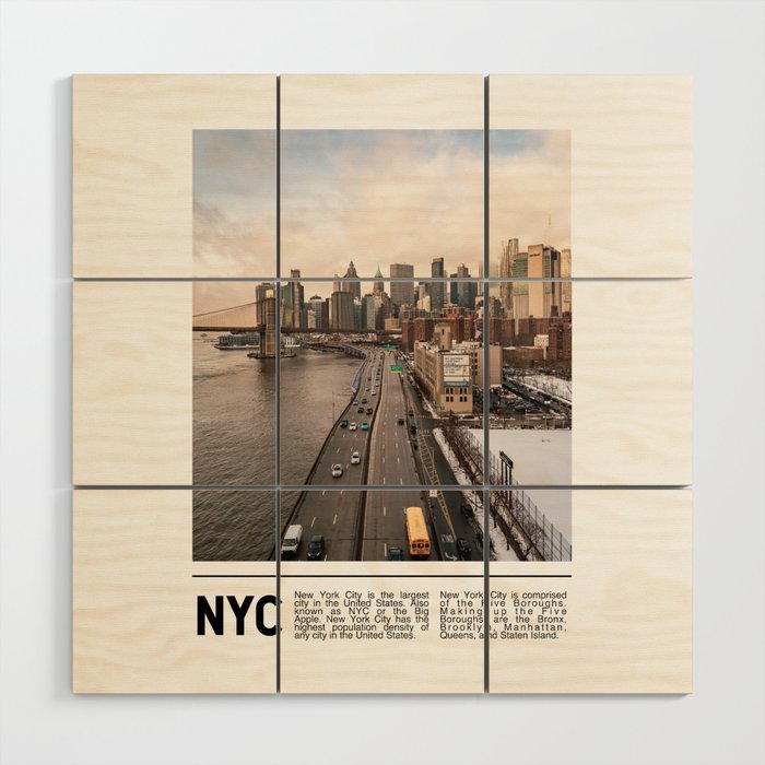 Minimalist NYC | Brooklyn Bridge and New York City Skyline Wood Wall Art
