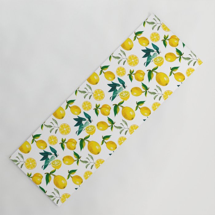 Summer, citrus ,Sicilian style ,lemon fruit pattern  Yoga Mat