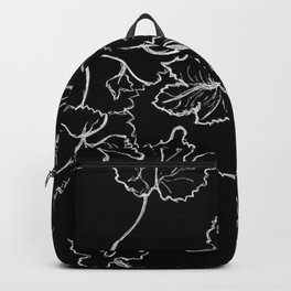 White ink, graphic, black cardboard, nature drawing maple leaves Backpack | Black And White, Leaves, Plants, Nature, Digital, Whiteink, Graphic, Blackcardboard, Abstract, Blackandwhite 