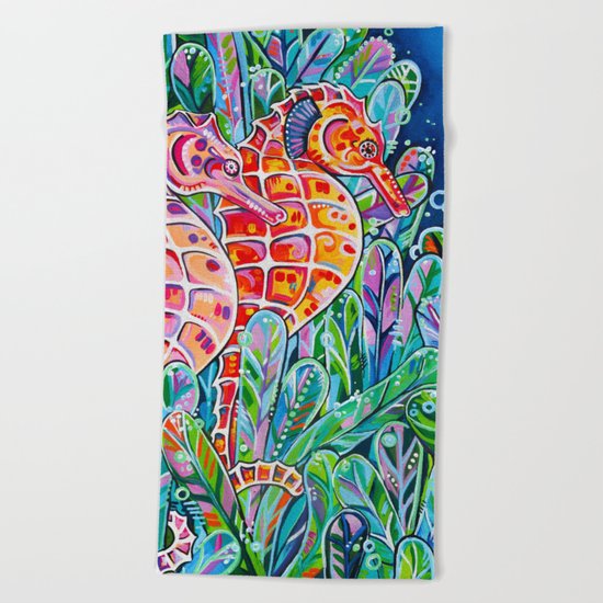 Seahorses Beach Towel