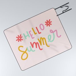 Hello Summer (pink/yellow/mint) Picnic Blanket