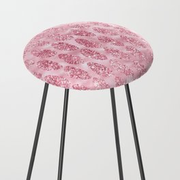 Pink Glitter Tropical Palm Leaves Pattern Counter Stool