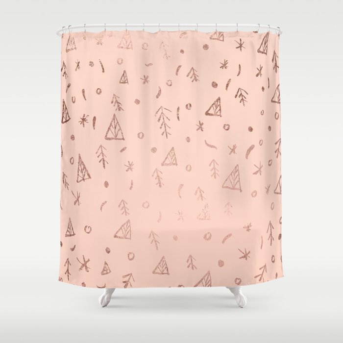 Rose Gold Abstract Christmas Tree Pattern Blush Pink Shower
