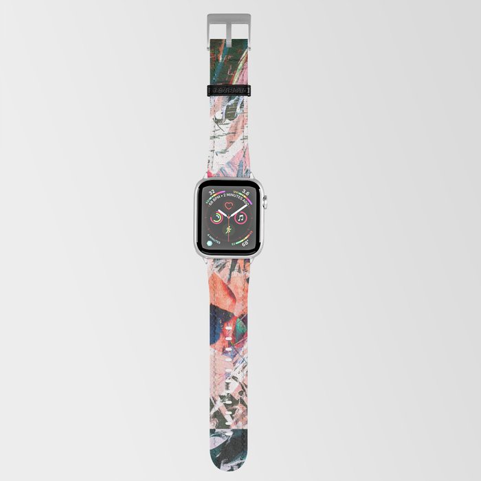 Wildflower: a vibrant digital abstract piece in pinks, greens and blue by Alyssa Hamilton Art Apple Watch Band