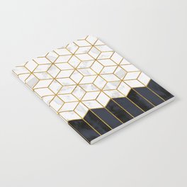 White Geo and Blue Navy Cube Pattern Notebook