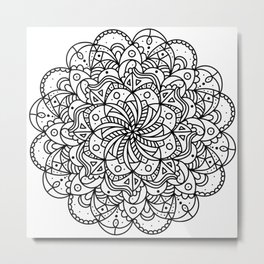 Floral Reflection Metal Print | Drawing, Pattern, Coloring, Symmetry, Reflection, Adultcoloringbook, Contrast, Flower, Digital, Meditation 