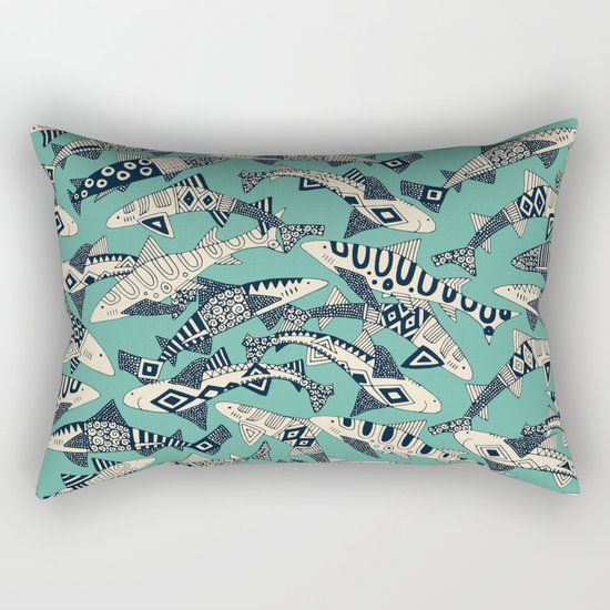 shark party jade Rectangular Pillow