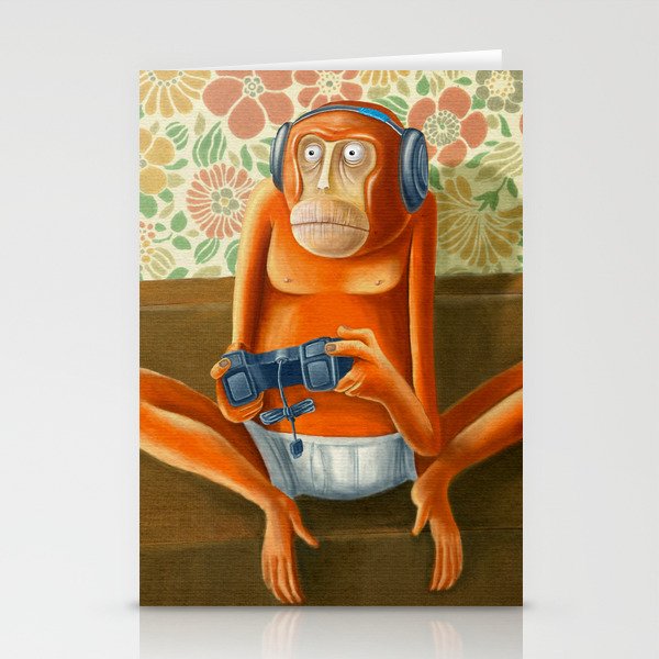 Monkey play Stationery Cards