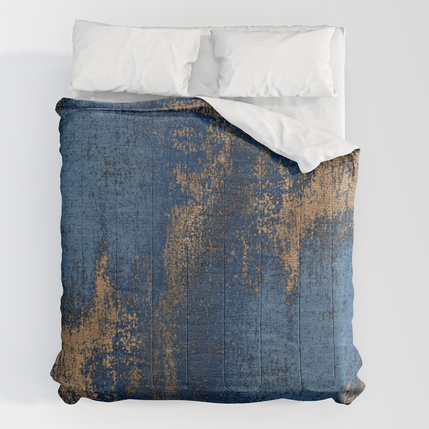 Navy Blue And Gold Pattern Comforters By Dbbart Society6 Blue comforter set blue and tan. society6