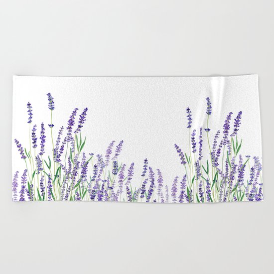 lavender watercolor horizontal Beach Towel