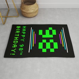 [ Thumbnail: 98th Birthday - Nerdy Geeky Pixelated 8-Bit Computing Graphics Inspired Look Rug ]