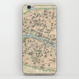 Paris Its Monuments. Practical Visitor's Guide.-Old vintage map iPhone Skin