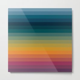 Colorful Abstract Vintage 70s Style Retro Rainbow Summer Stripes Metal Print