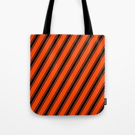 [ Thumbnail: Red and Black Colored Lines Pattern Tote Bag ]