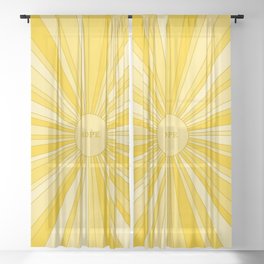 Retro sun with rays in gold and yellow + HOPE Sheer Curtain