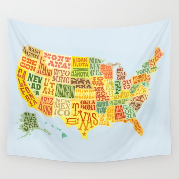United States of America Map Wall Tapestry by Lynne  Society6