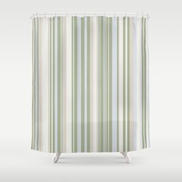 Sage Stripes - Vertical Striped Pattern in Sage Green, Almond Beige, Pale Gray, and Cream Shower Curtain