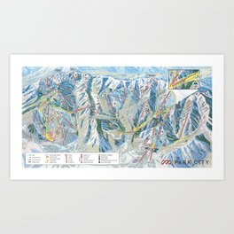 Park City Utah Trail Map Ski Snowboard Art Print