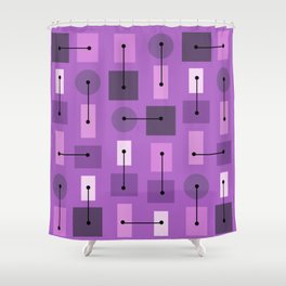 Atomic Age Simple Shapes Purple Shower Curtain