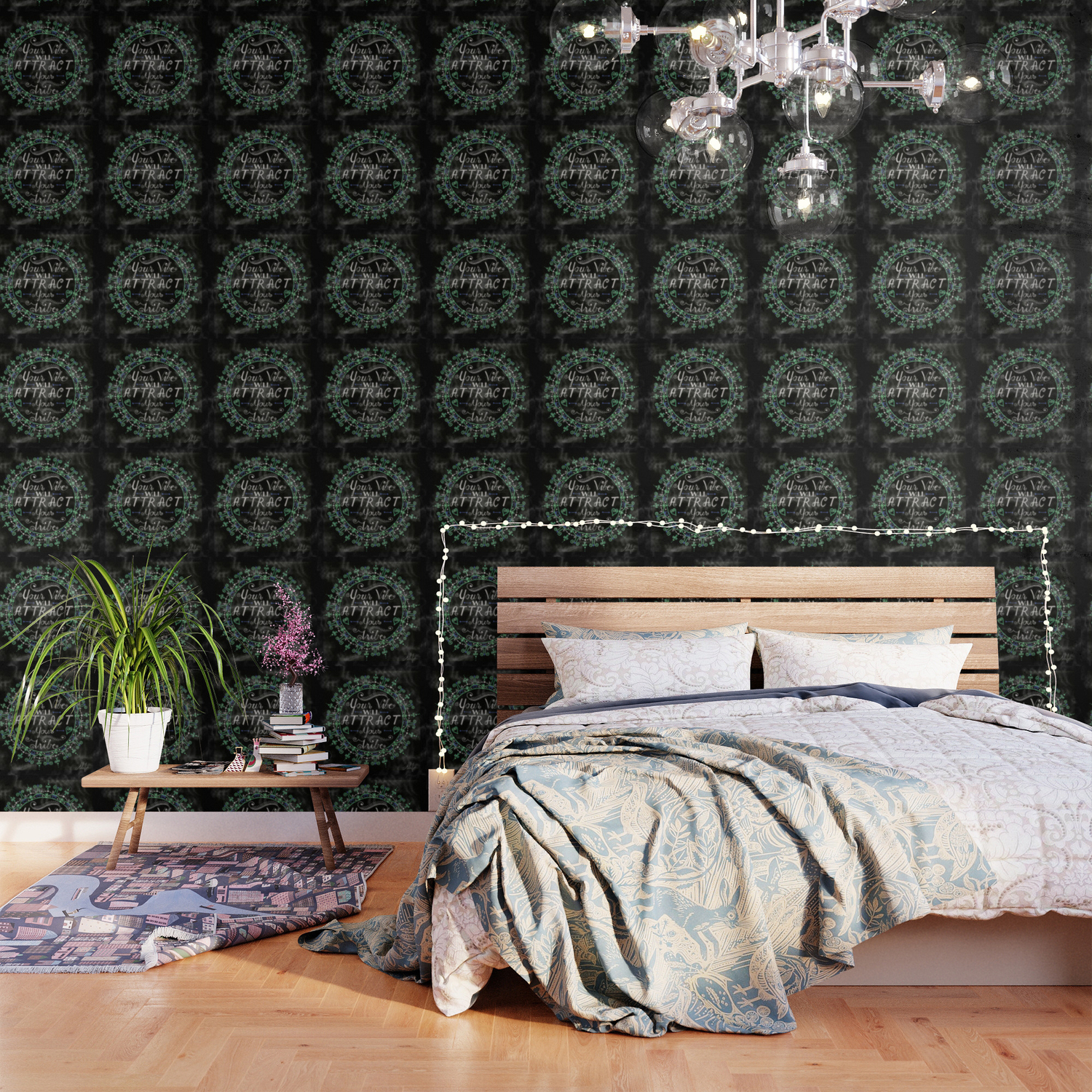 Your Vibe Will Attract Your Tribe Quote Mandala Marble Black