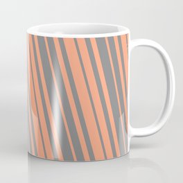 [ Thumbnail: Light Salmon and Grey Colored Striped/Lined Pattern Coffee Mug ]