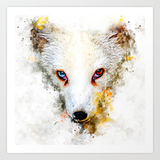 Arctic Fox Bicolor Eyes Ws Std Art Print By Gxp Design Society6