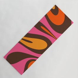Mellow Flow Retro 60s 70s Abstract Pattern Brown Magenta Pink Orange Yoga Mat
