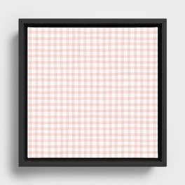 Hand Drawn Gingham - Peach and White Framed Canvas